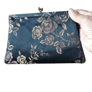 Vintage GARAY Clutch Purse Beautiful Floral Design , Satin Style Lining